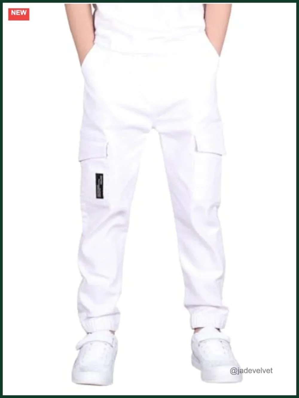 Boys Cargo Pants Stretch Elastic Waist School Kids Twill Joggers